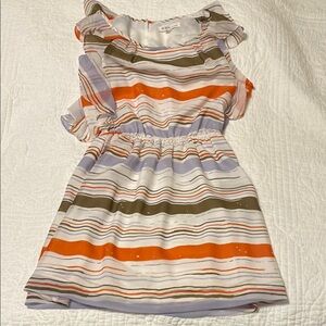BCBGeneration Orange Brown Ruffled Tiered Sundress